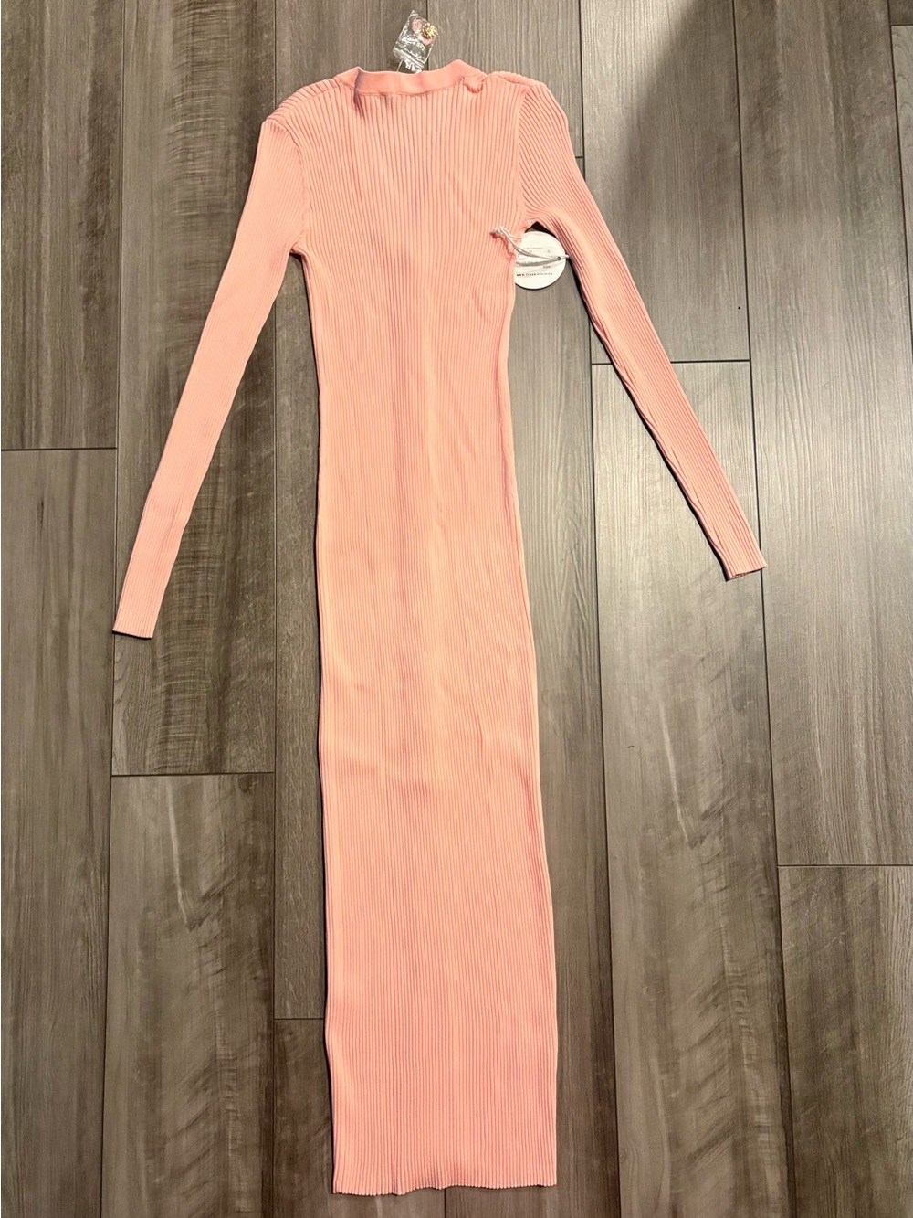 Staud Ribbed Button-Front V-Neck Midi Dress in Light Pink - Picture 3 of 5